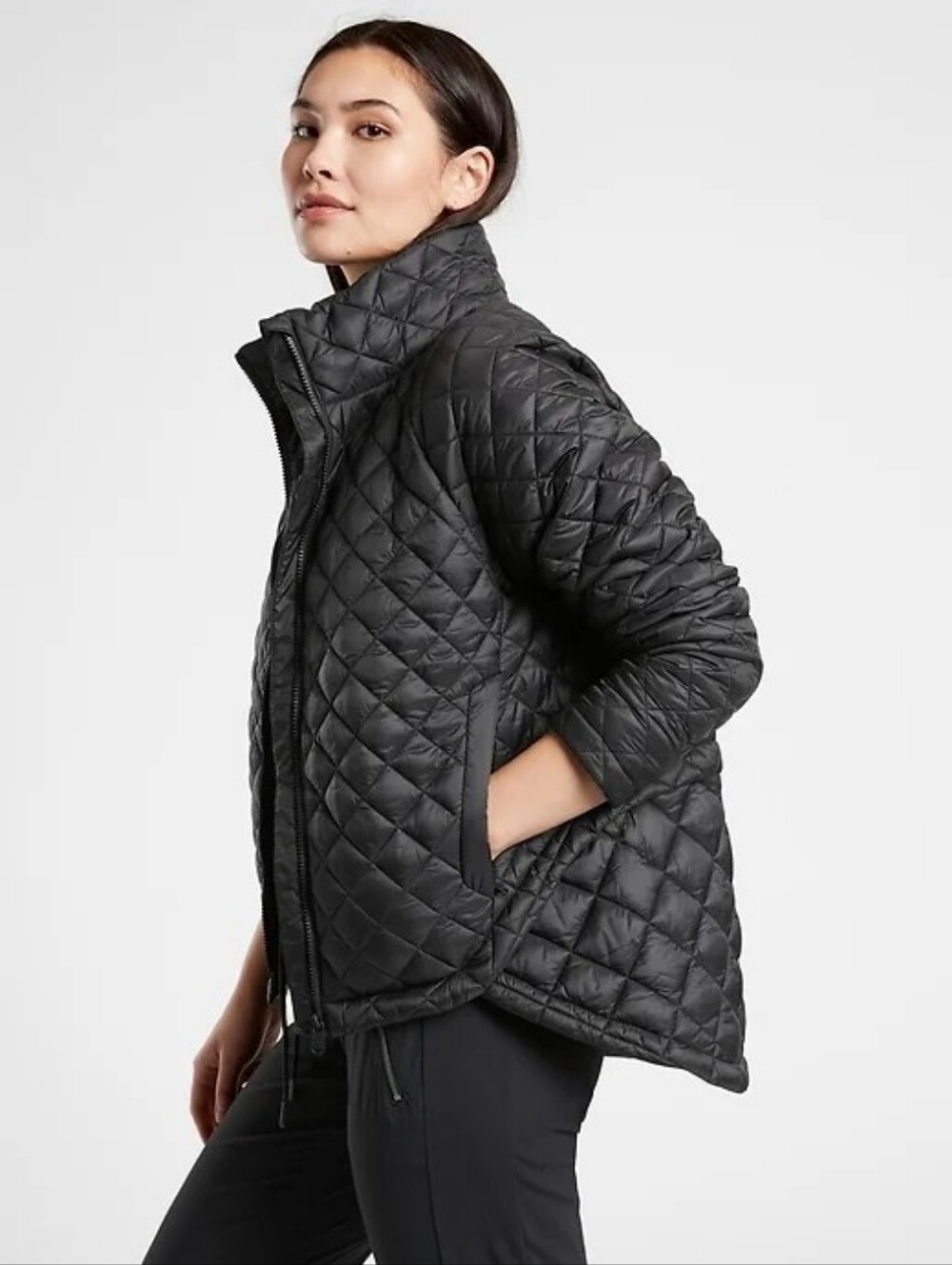 ATHLETA Whisper Featherless Puffer Jacket Black Size XL Thinsulate Lightweight